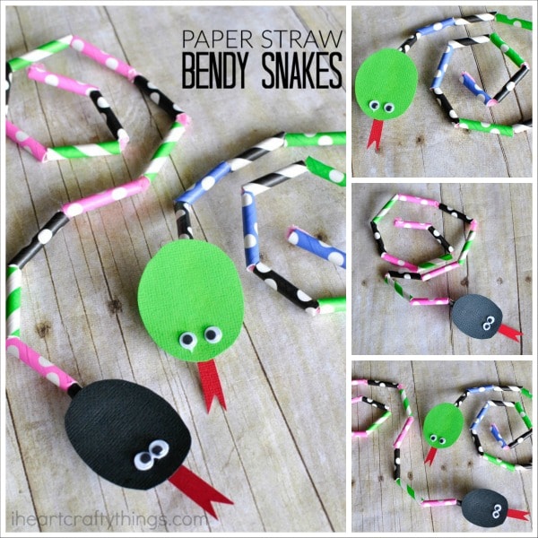Paper Straw Bendy Snake Craft - I Heart Crafty Things